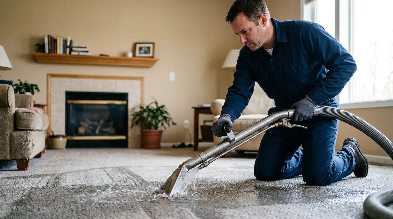 Water damage restoration technician working near Lee, FL